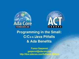 Programming in the Small: C/C++/Java Pitfalls &amp; Ada Benefits