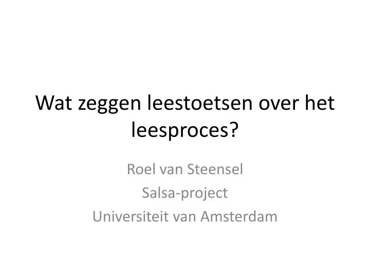 wat zeggen leestoetsen over het leesproces