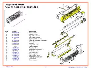 Desglosé de partes Fusor 312,412/M15 ( 126N182 )