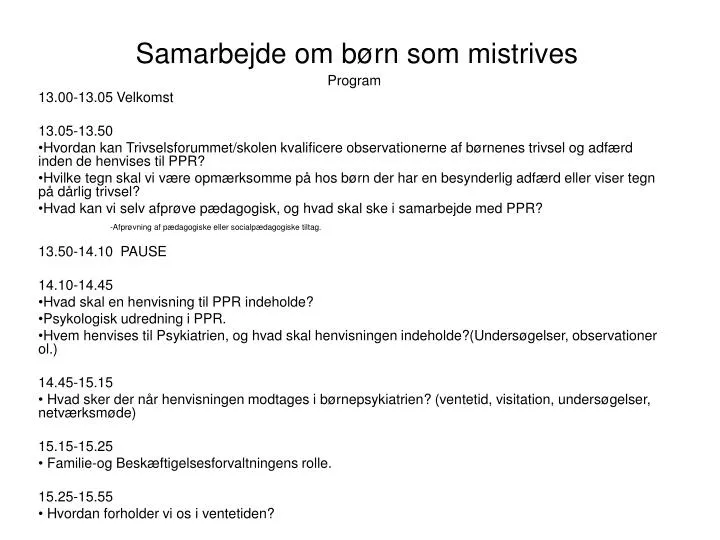 samarbejde om b rn som mistrives