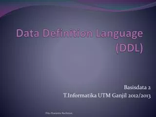 Data Definition Language (DDL)