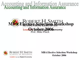 MBA Elective Selection Workshop October 2006