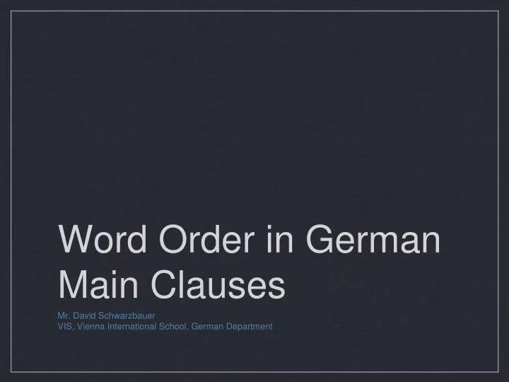 word order in german main clauses