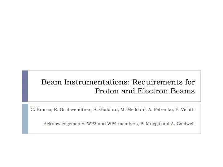 beam instrumentations requirements for proton and electron beams