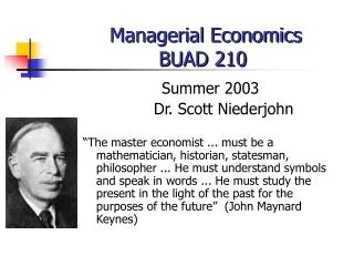 Managerial Economics BUAD 210