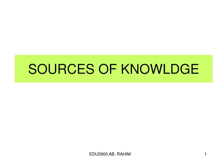 sources of knowldge