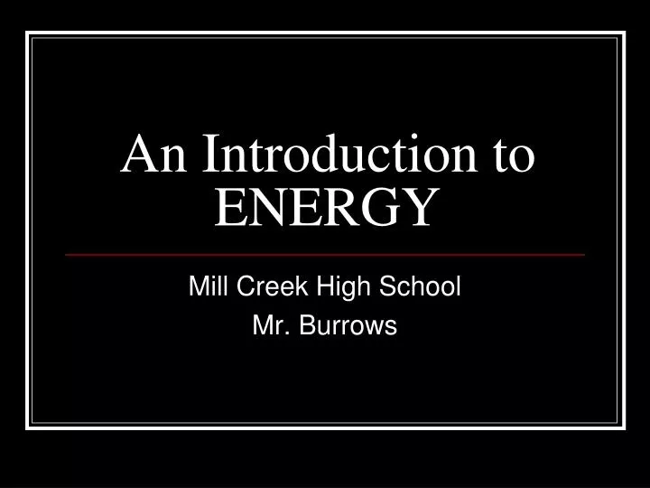 an introduction to energy
