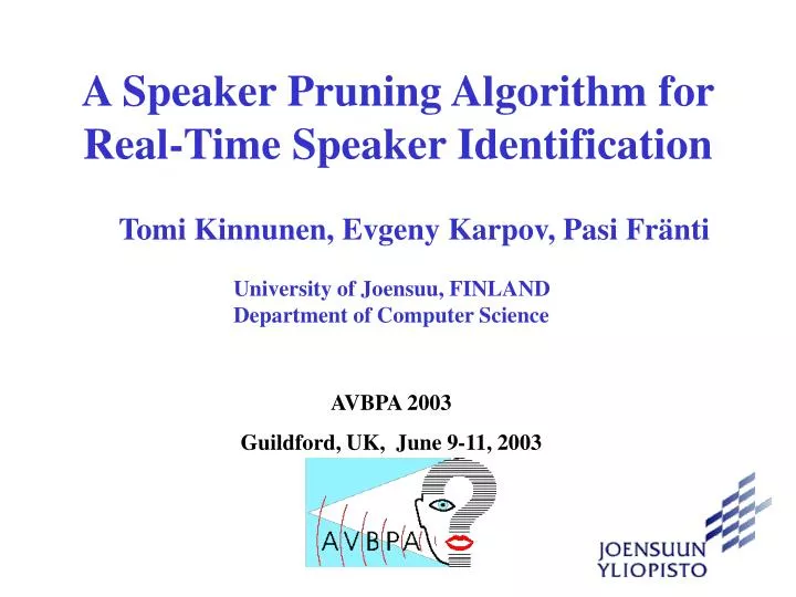 a speaker pruning algorithm for real time speaker identification