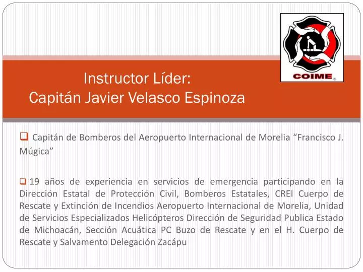 instructor l der capit n javier velasco espinoza