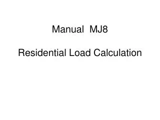 Manual MJ8 Residential Load Calculation