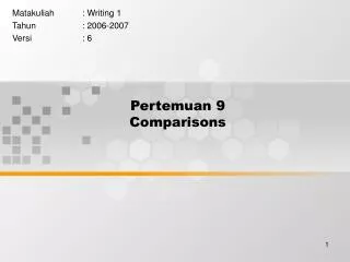 Pertemuan 9 Comparisons