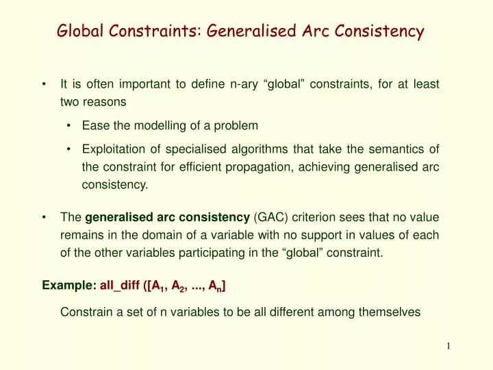 global constraints generalised arc consistency