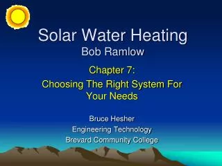 Solar Water Heating Bob Ramlow