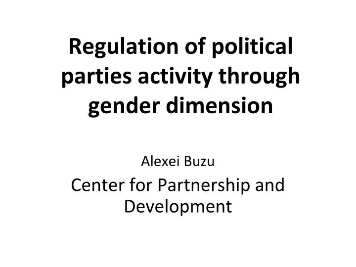 regulation of political parties activity through gender dimension