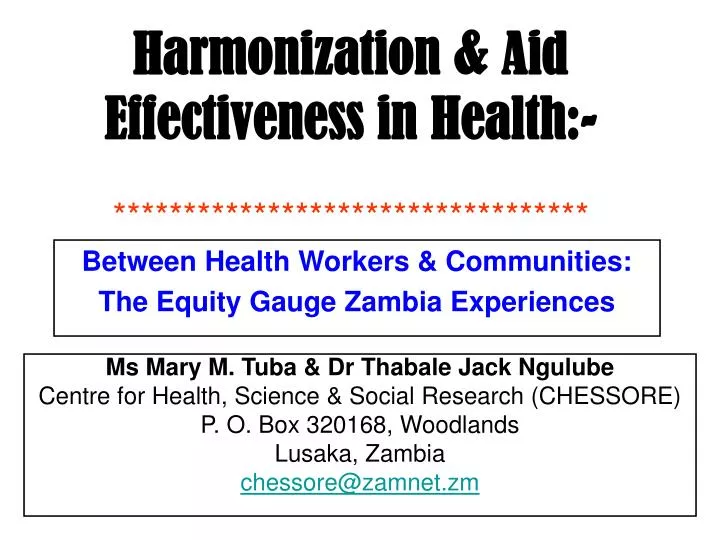 harmonization aid effectiveness in health