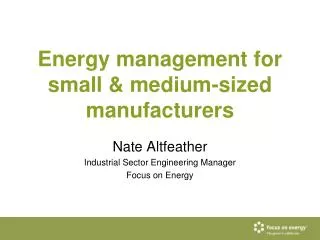 Energy management for small &amp; medium-sized manufacturers
