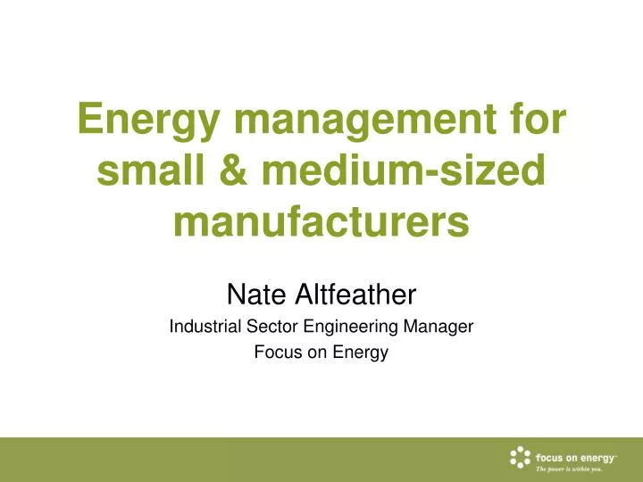 energy management for small medium sized manufacturers