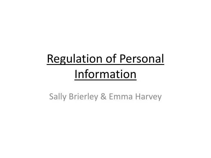 regulation of personal information
