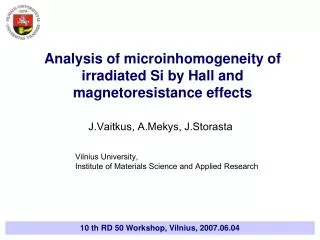 Analy sis of microinhomogeneity of irradiated Si by Hall and magnetoresistance effects