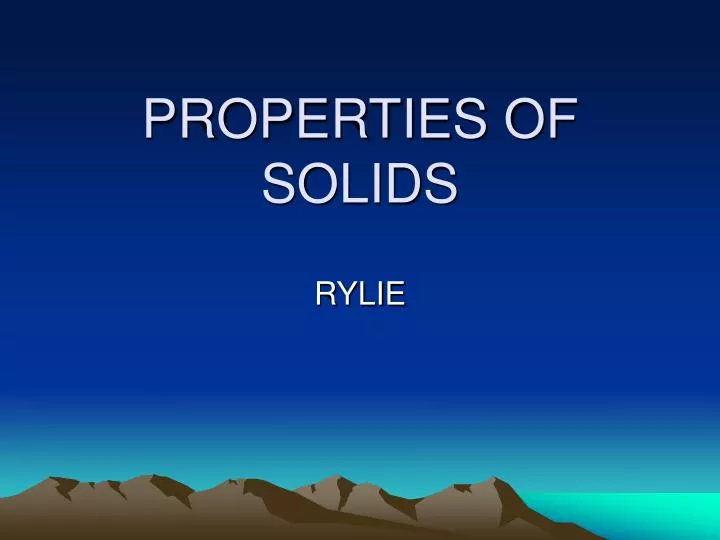 properties of solids