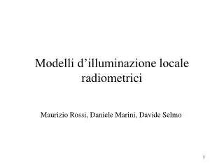 modelli d illuminazione locale radiometrici