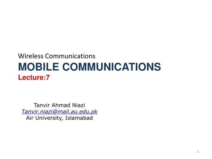 wireless communications mobile communications lecture 7