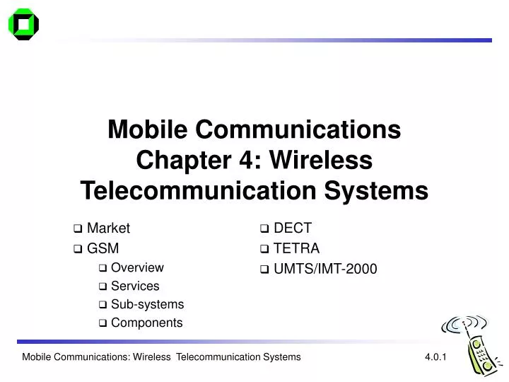 mobile communications chapter 4 wireless telecommunication systems