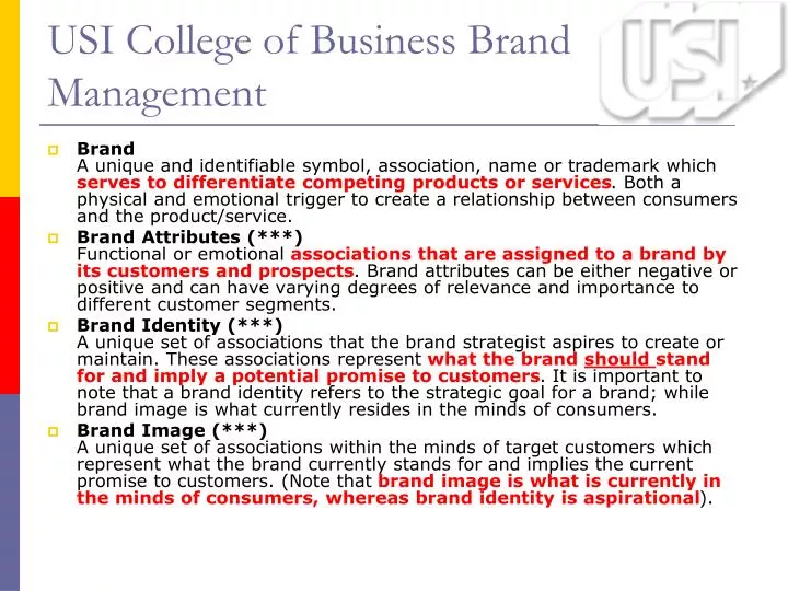 usi college of business brand management