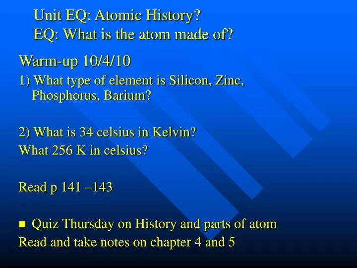 unit eq atomic history eq what is the atom made of
