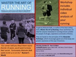 Workshop includes individual video analysis of your running