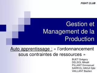 gestion et management de la production