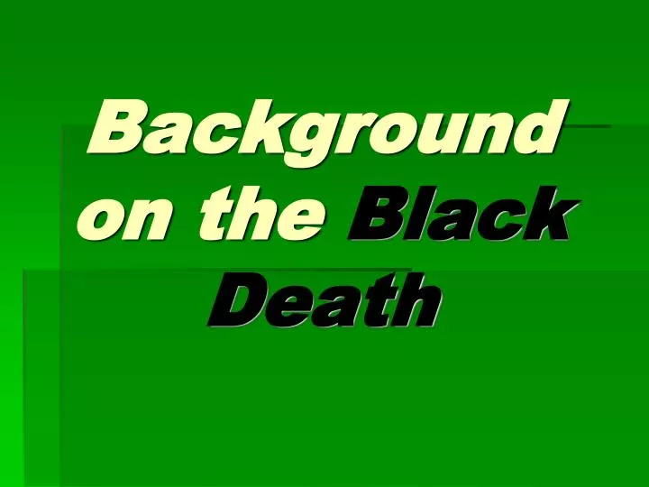 background on the black death