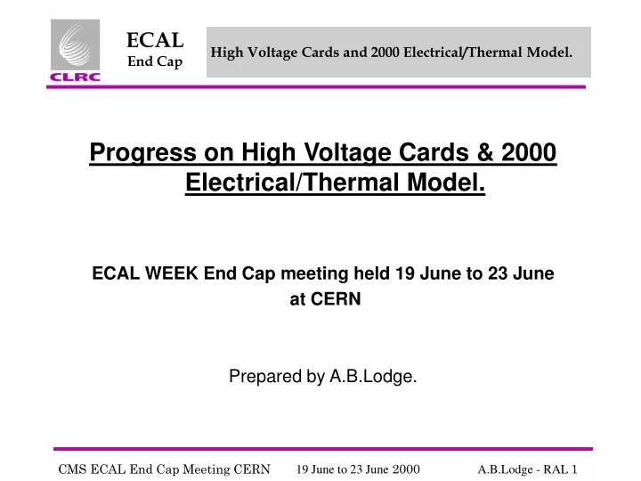 high voltage cards and 2000 electrical thermal model