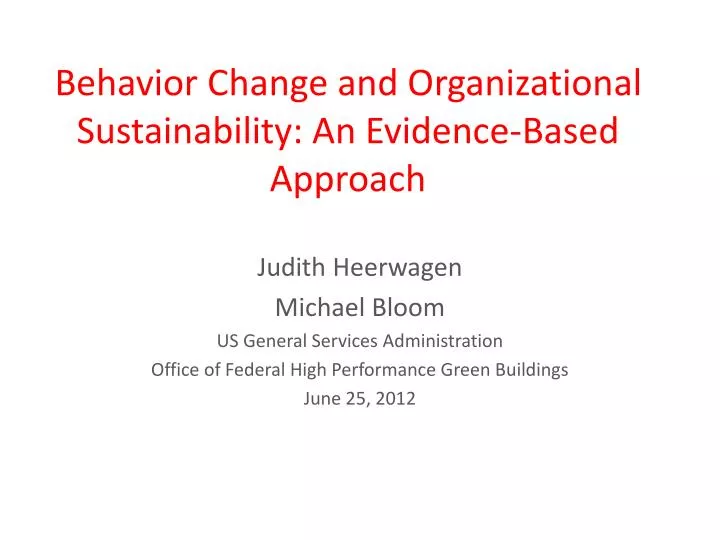 behavior change and organizational sustainability an evidence based approach