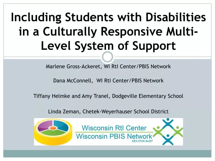 including students with disabilities in a culturally responsive multi level system of support