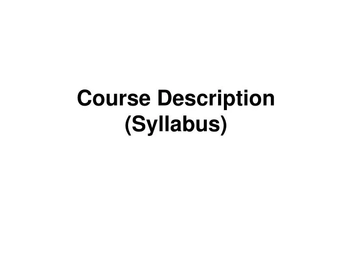 course description syllabus