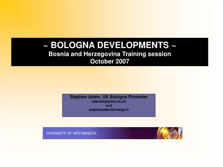 bologna developments bosnia and herzegovina training session october 2007
