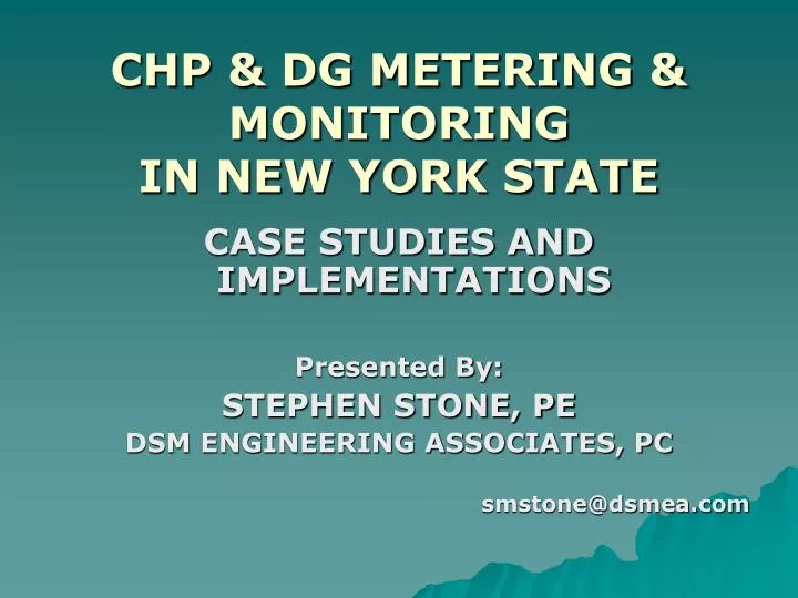 chp dg metering monitoring in new york state