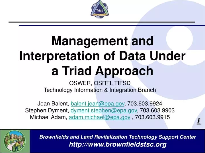 management and interpretation of data under a triad approach