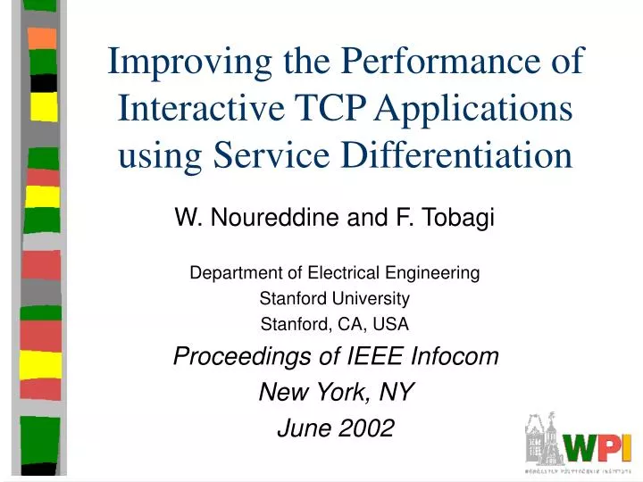 improving the performance of interactive tcp applications using service differentiation