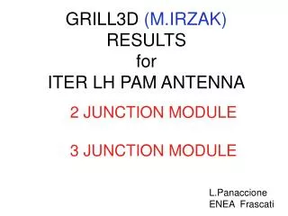 GRILL3D (M.IRZAK) RESULTS for ITER LH PAM ANTENNA