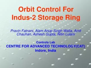 Orbit Control For Indus-2 Storage Ring