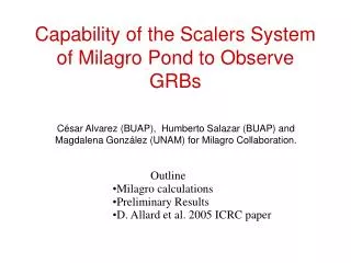 Capability of the Scalers System of Milagro Pond to Observe GRBs