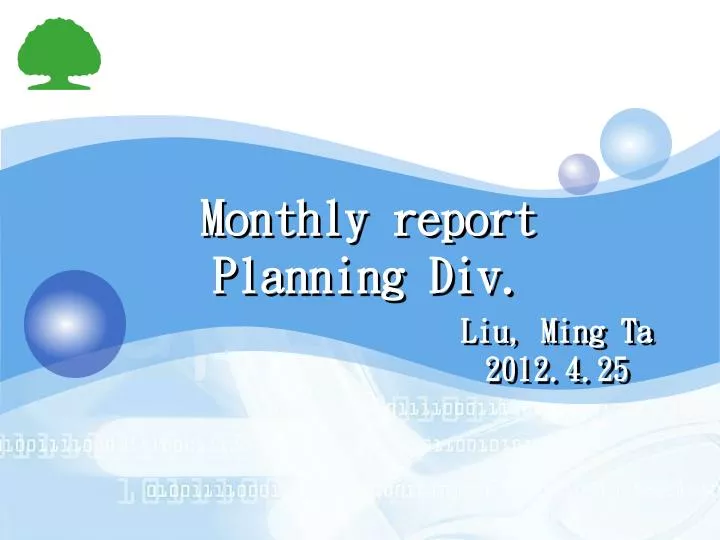 monthly report planning div
