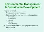 Environmental Management &amp; Sustainable Development