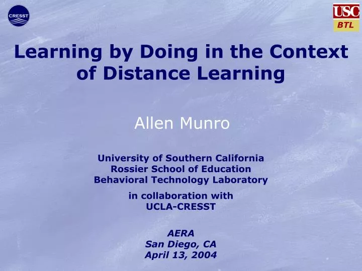 learning by doing in the context of distance learning
