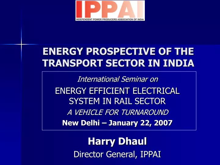 energy prospective of the transport sector in india