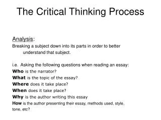 The Critical Thinking Process