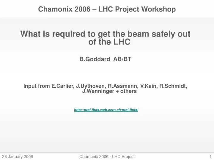 chamonix 2006 lhc project workshop