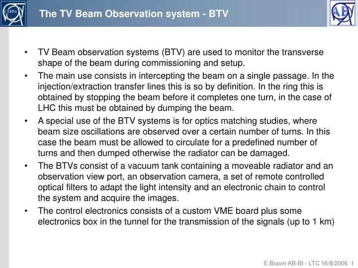 the tv beam observation system btv